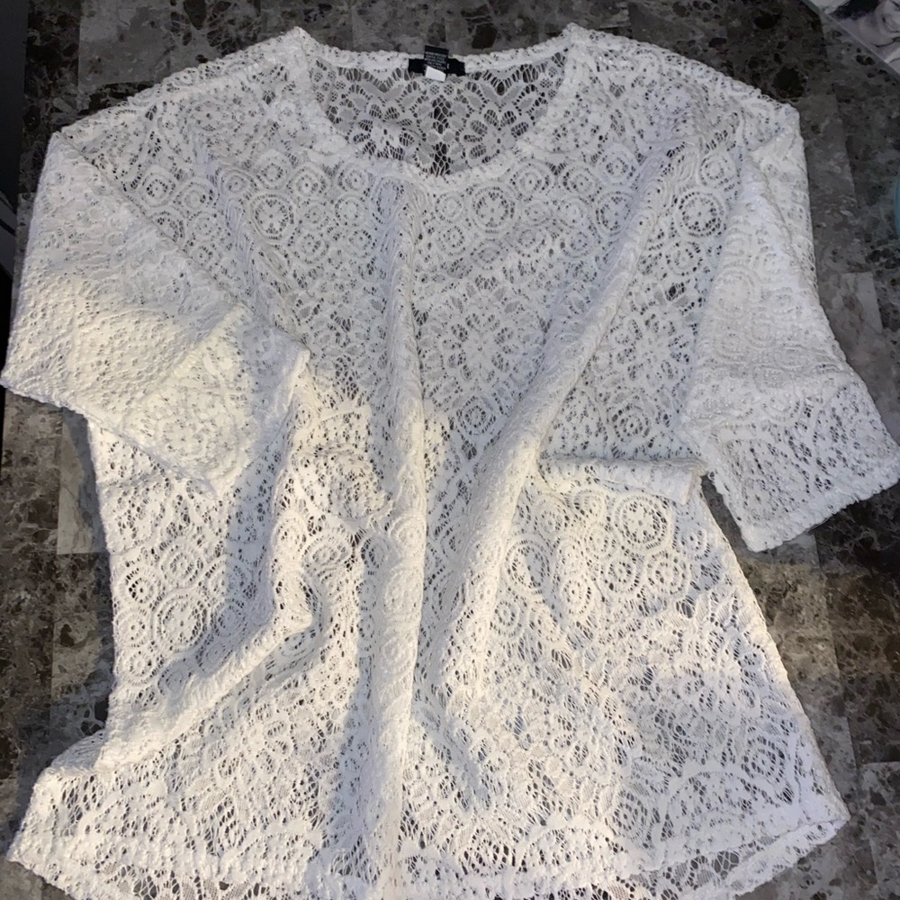 Alfani White Lace Blouse